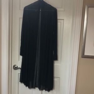 Long sheer open front cardigan tunic - black